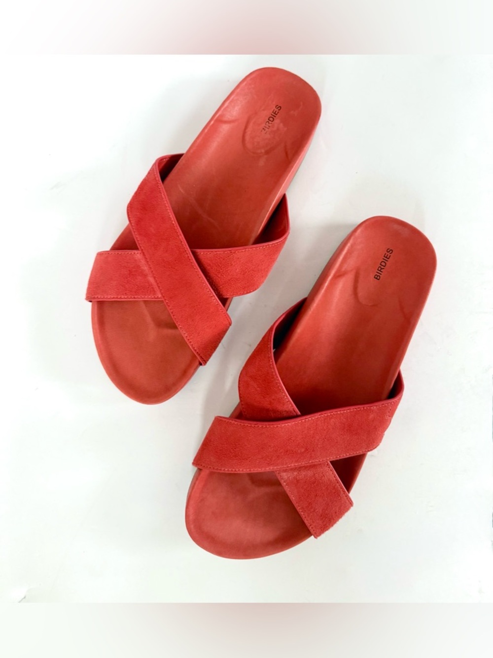 Birdies The Robin Sandals Persimmon Criss Cross Slides Suede Size 8.5 - Picture 3 of 7